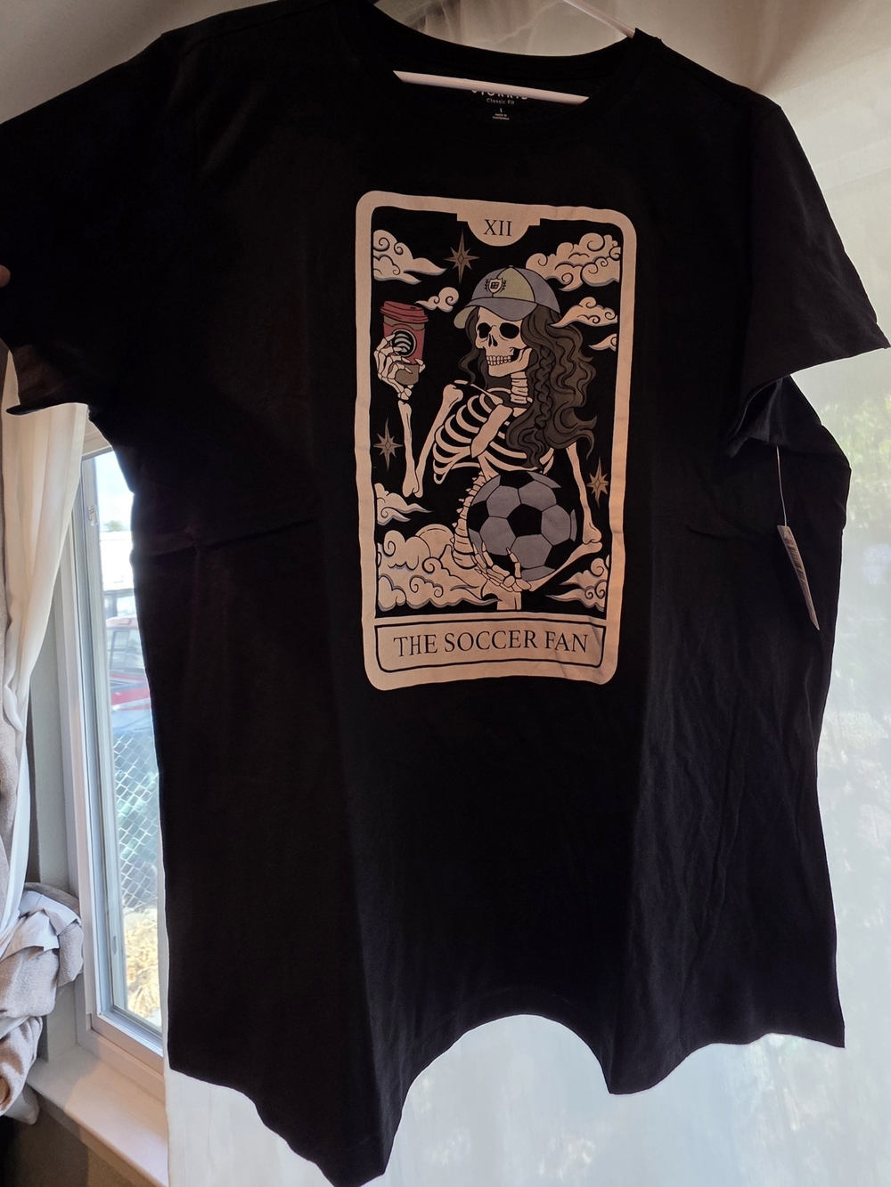 Torrid The Soccer Fan Tarot Card Skeleton Tee Shirt Black NWT Size 1 1X